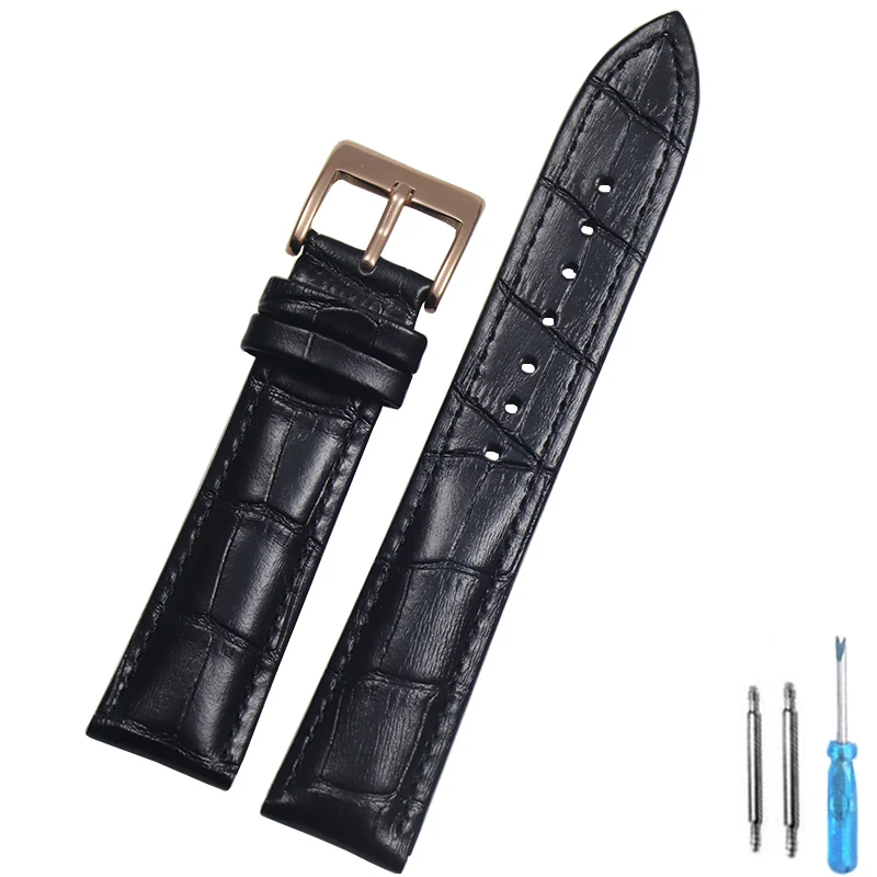 Premium Genuine Leather Watch Strap with Steel Buckle - Includes Tool