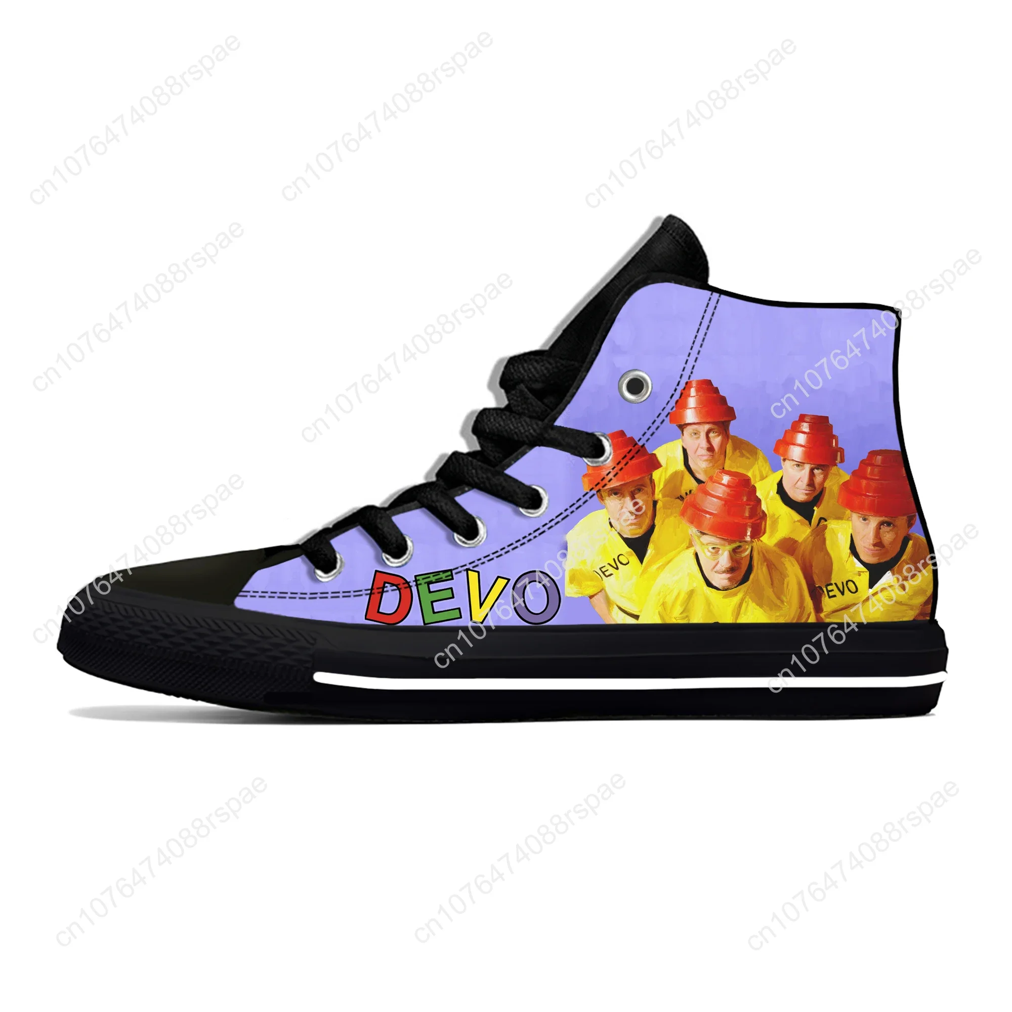 Devo Whip It Rock Band High Top Sneakers Mens Womens Teenager Casual Shoes Canvas Running Shoes 3D Printed Lightweight Shoe