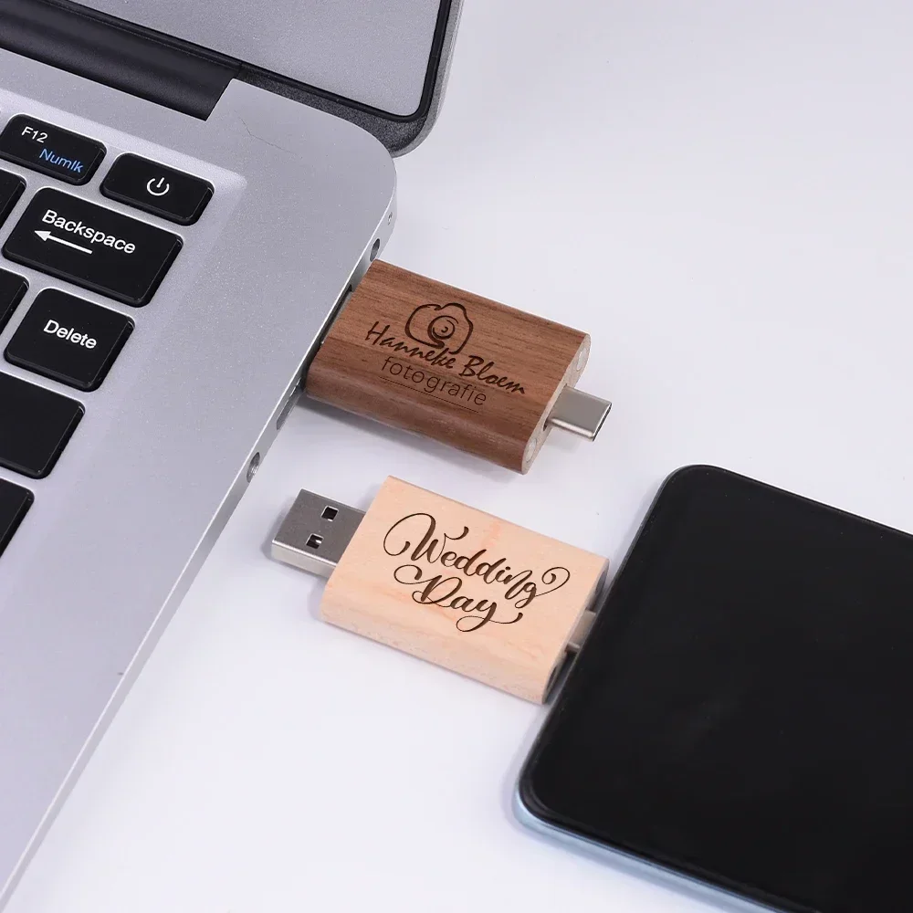 Jaster-unidade Flash Usb de Madeira Tipo-c Presente Criativo para Negócios Disco u com Caixa Memory Stick Logotipo Livre Usb 2.0 128gb 64gb 32gb - Imagem 2