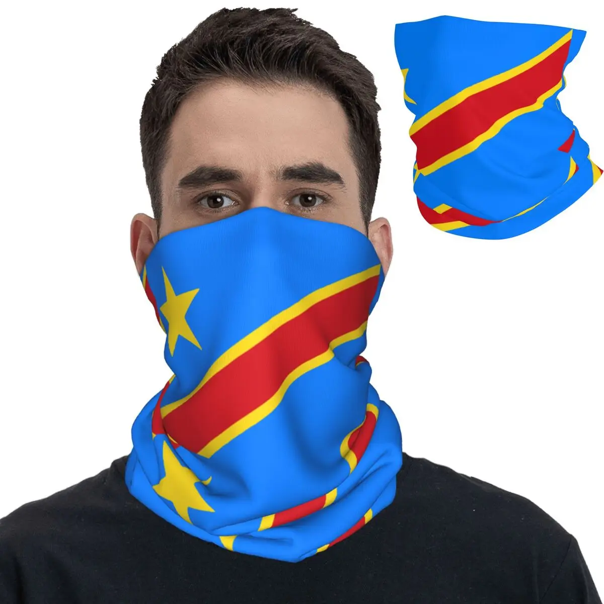 

Flag Of Congo Kinshasa Zaire Bandana Neck Gaiter Printed Mask Scarf Multifunctional Face Mask Fishing Unisex Adult Winter