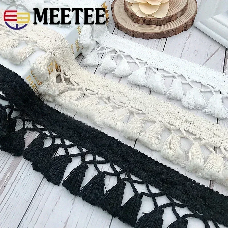 Lace Ribbon 1-10Yard 6cm Cotton Fringe Drop Tassel Trim For Cloth Hometextile Decor DIY Sewing Accessories