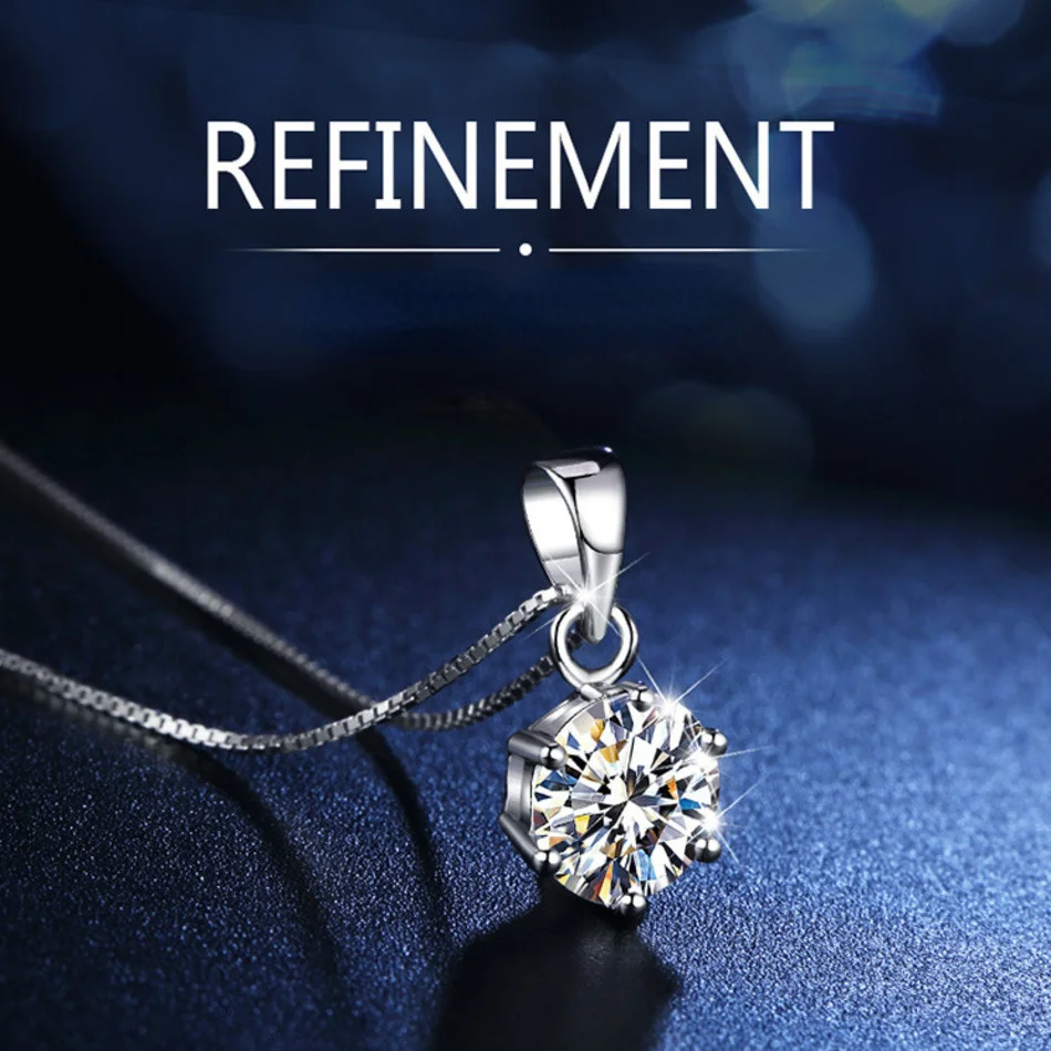 Tancise Collana con ciondolo in vera moissanite da 1 ct per donna Gioielli da sposa in argento sterling di alta qualità_voghion.com