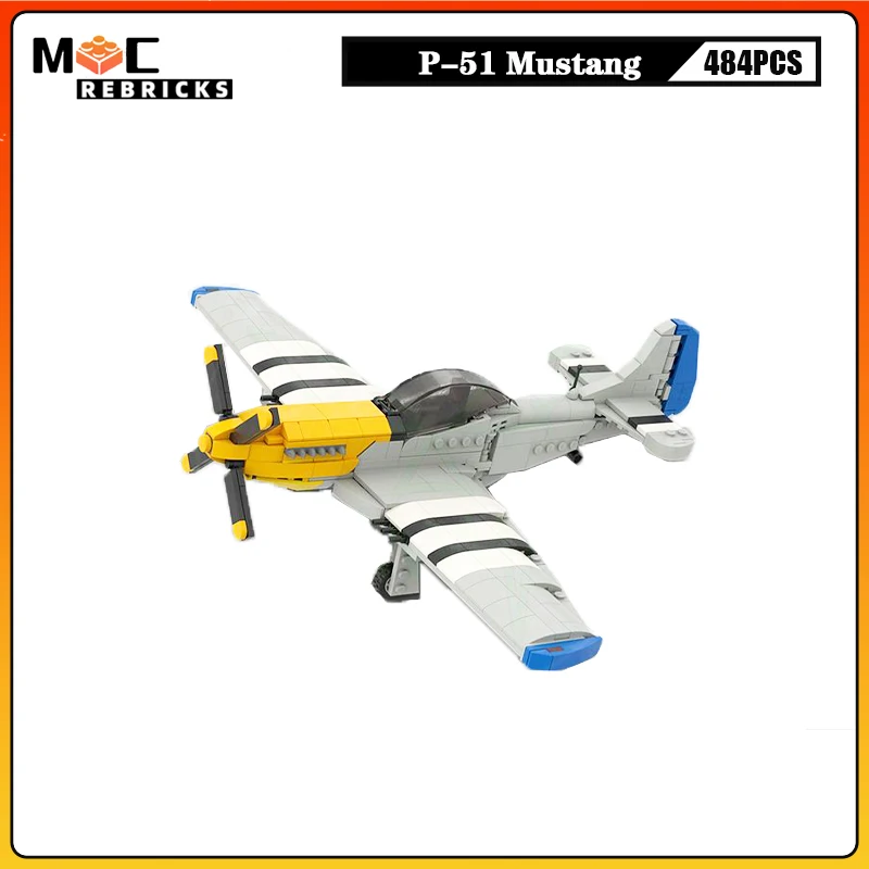Ww Ii Military Series P-51 Mustang Aircraft Moc Assemblaggio Building Block Model Suit Giocattoli Per Bambini Regali Di Puzzle Di Natale