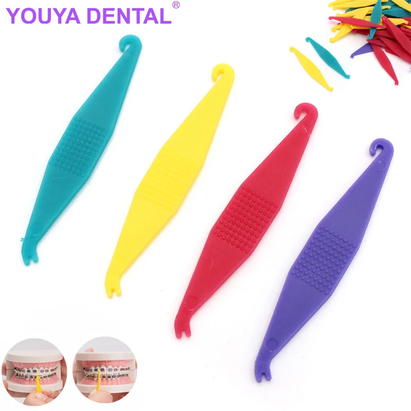 

50pcs Orthodontic Elastic Placer Disposable Dental Placing Hook for Braces Ligature Ties Ring Retractor Disposable Elastic Rubbe