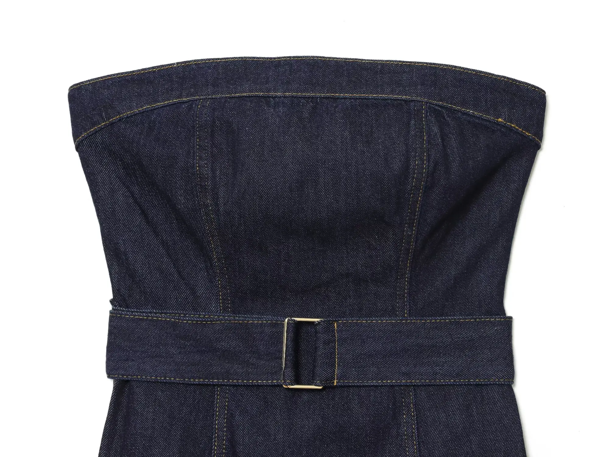 Women's Denim Pants Set Or Female Fashionable Sexy Denim Strapless Top With Belt Or Lady High Waist Wide Leg Denim Long Trousers