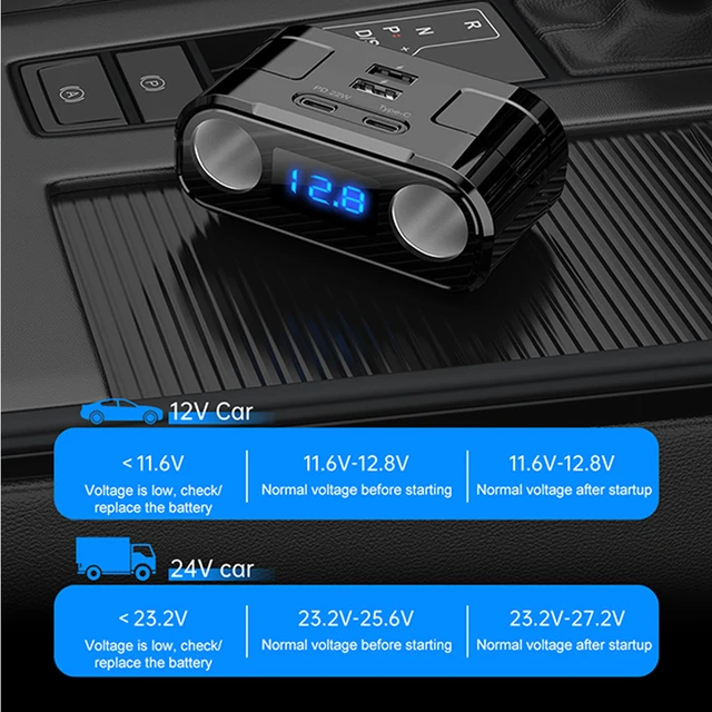 Multiprise Allume-cigare EEEKit - 127W, 3 Prises 12V/24V + 4 Ports USB, écran Tension