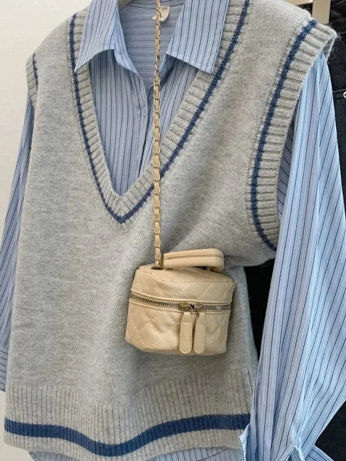 ay V-Ne Knitted Vest Women's Faion Spring Autumn New Sle Layering Sweater European Sle Commute Regular Length - Image 2