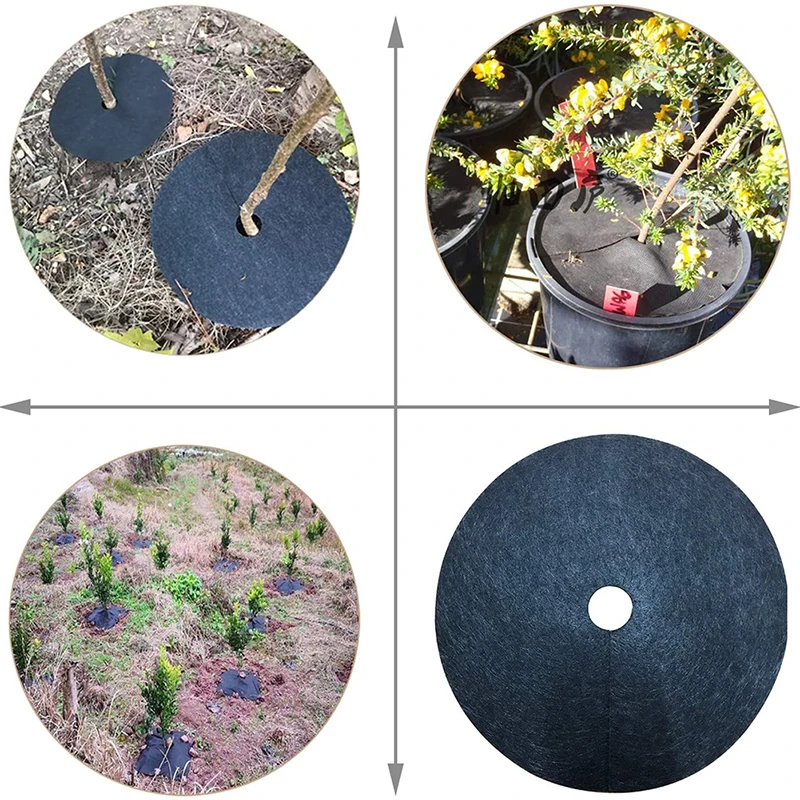 12Pcs Tree Protection Weed Control Fabric Ecological Control Cloth Mulch Ring Round Weed Barrier Plant Cover For Indoor Outdoor Garden
