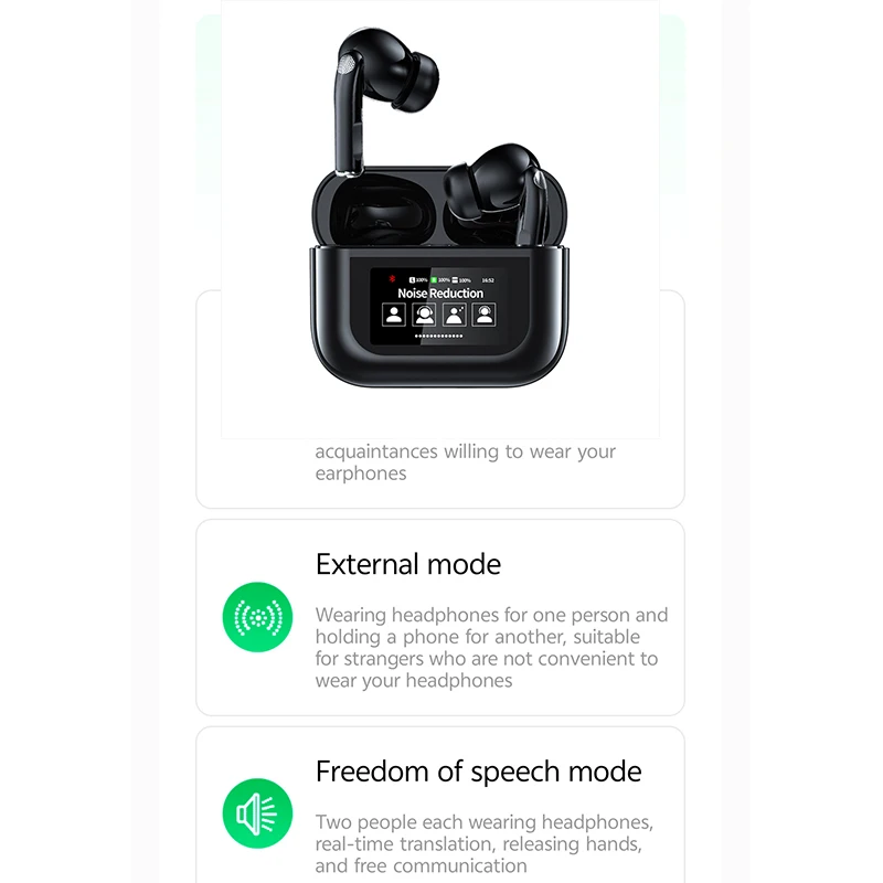 Wireless Bluetooth translation earphones for binaural noise reduction and conduction simultaneous tran