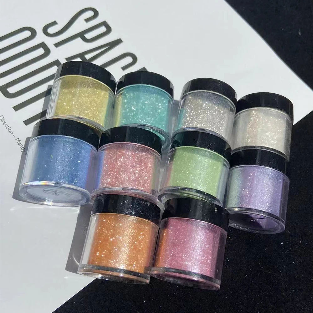 10Colors Nail Glitter Powder Rainbow Crystal Diamond Pigment Dust Holographic DIY Manicure Chrome Nails Art Decoration