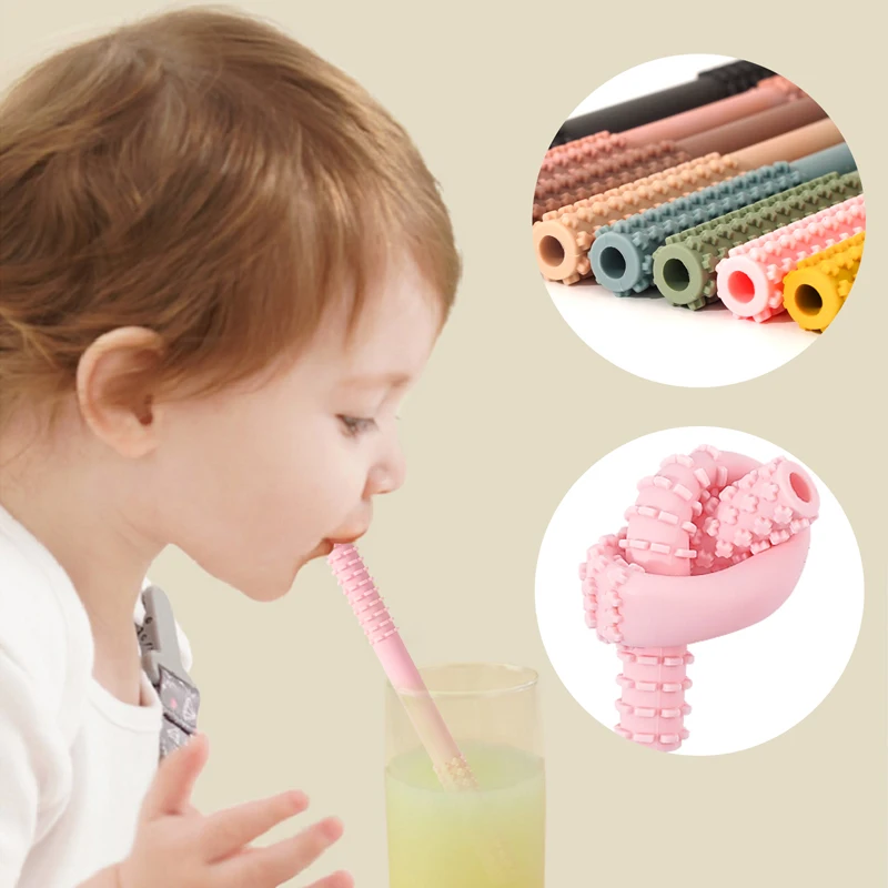 Teething Toys Baby Teething Toys Silicone Teething Toys Silicone Teether 1PCS Baby Toy Silicone Molar Straw Baby Teether With Brush