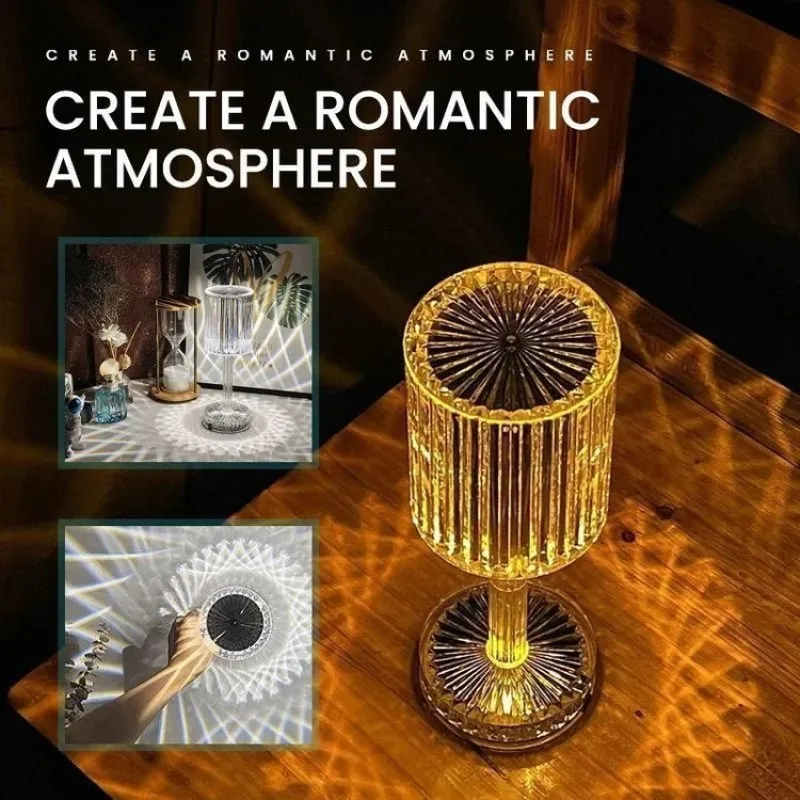 

Touch Control Crystal Mushroom Lamp Retro Designer Dining Room Indoor Bedside Minimalist Mid-century Style Bedroom Decorative
