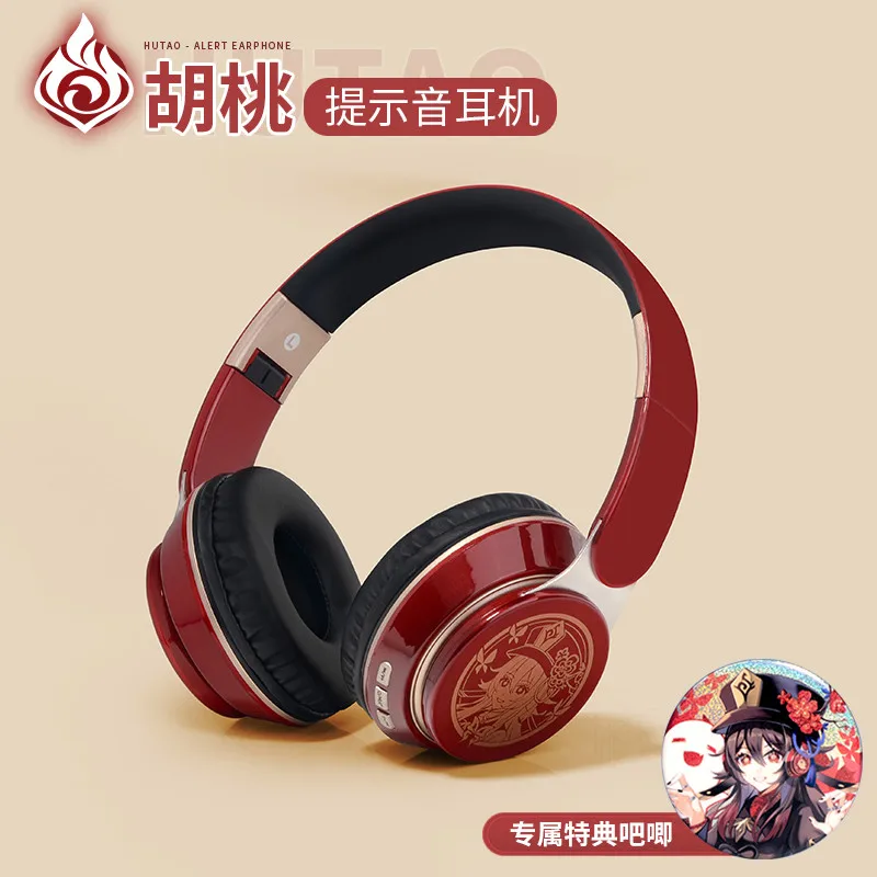 

Anime Genshin Impact Hu Tao Theme Cosplay Fashion Wireless Bluetooth Headset Earphone Comfortable Foldable Headphones Gift
