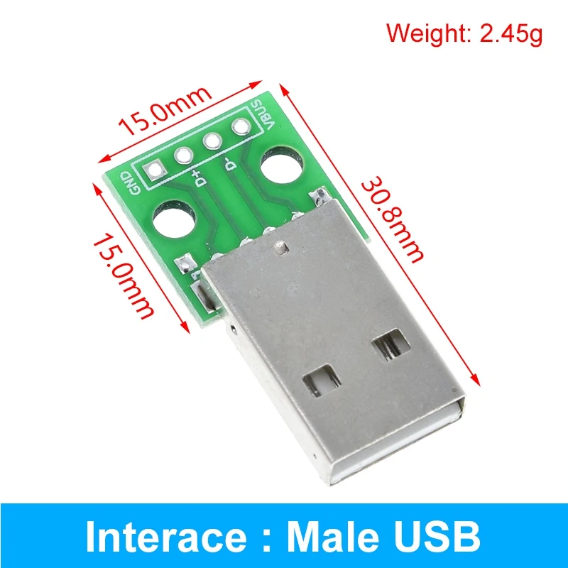 DollaTek 10 Pezzi Adattatore Da USB A DIP | Convertitore USB 2.0 Tipo B Maschio A Femmina 5 Pin Passo 2.54mm | Modulo Per Alimentazione E Dati