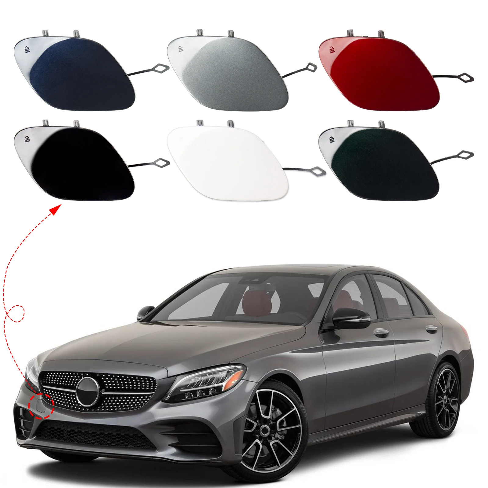 FrontBumperTowHookCoverCapTowingEyeForMercedesBenzCClass