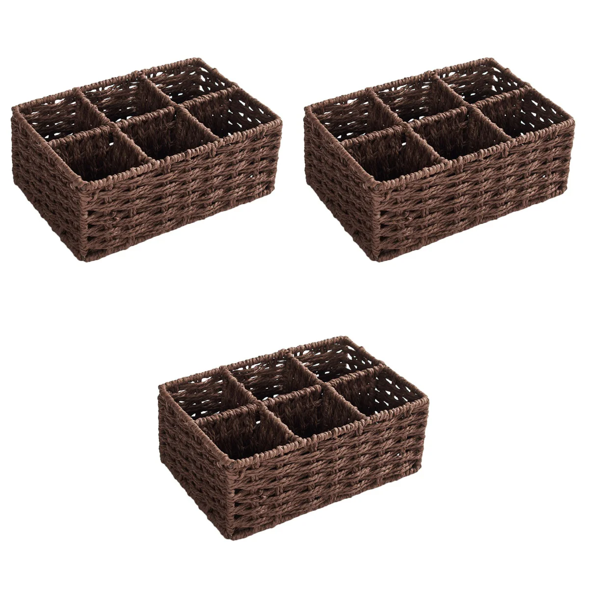 

Seagrass Compartment Bin Hexagon Grid Storage Box Coffee Tray Decorative Basket