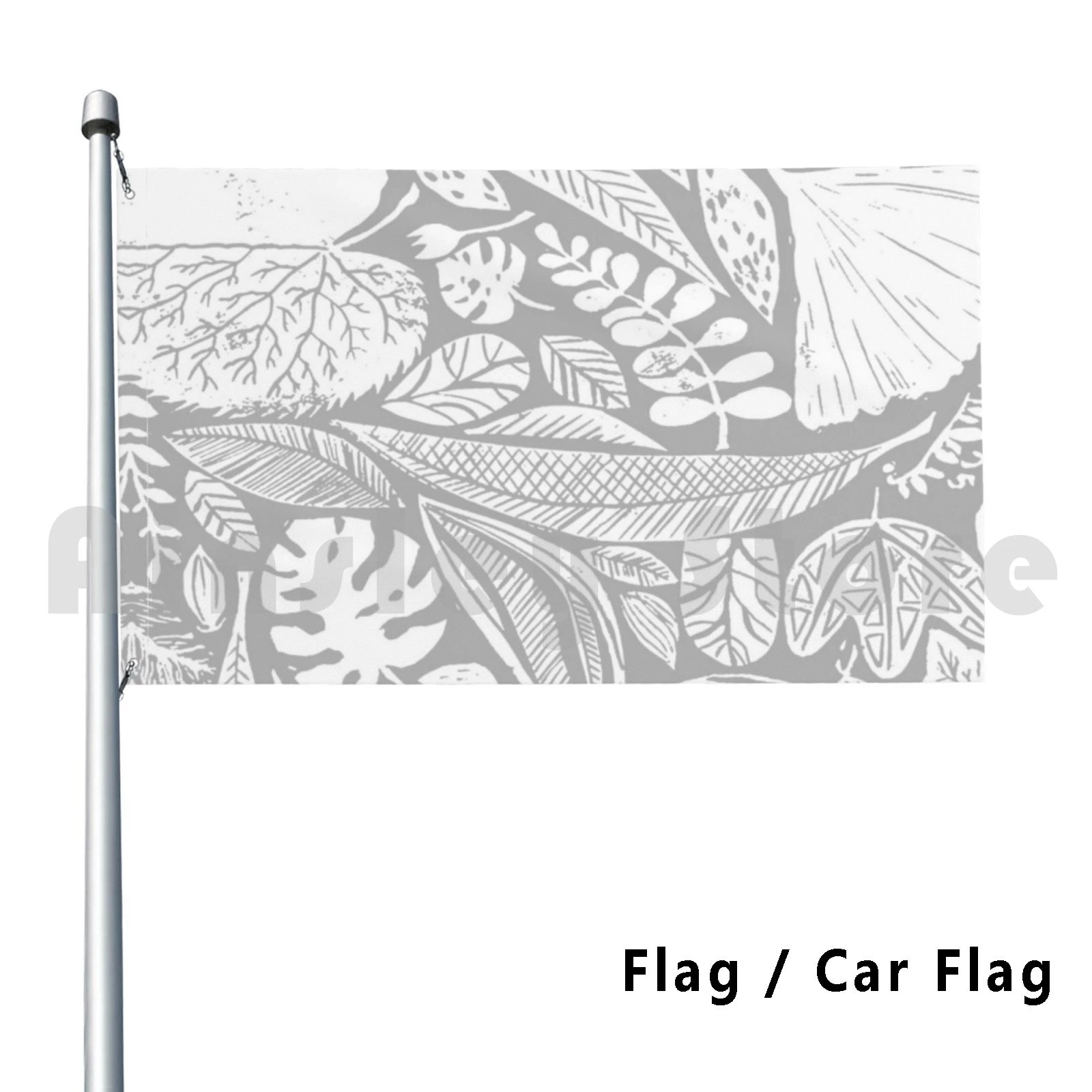 Modern Nature Flag Car Flag Funny Linocut Lino Linoleum Hand Printed Block Handmade Unique Grey Aliexpress