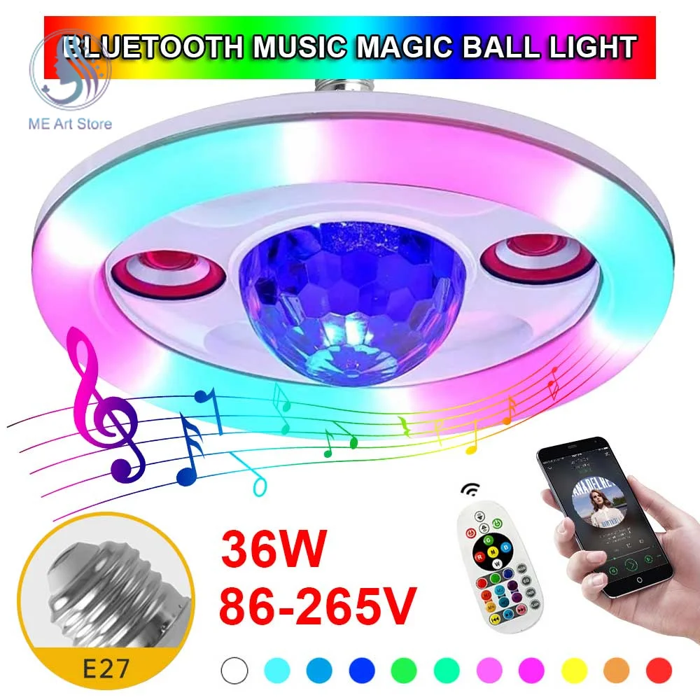 E27 LED Ceiling Colorful Lamp Home Lighting Wireless Bluetooth Speaker Lamp Music Light with Remote Control for Home Party