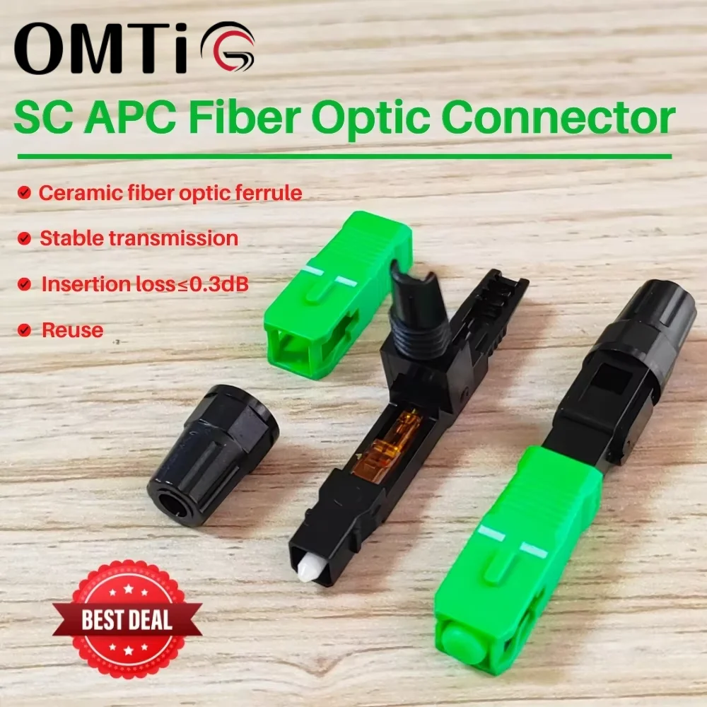 OMTiG Original FTTH SC APC Quick Connector Cold Splice Easy to Use Fiber Covered Cable Optical Fast fiber optic adapter fiber optic patch cable