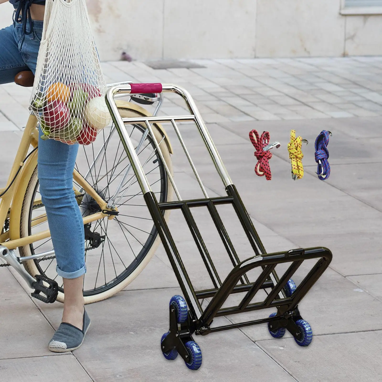 Portable adjustable foldable hand trolley cart adjustable handle stair climbing cart for household transport trailer