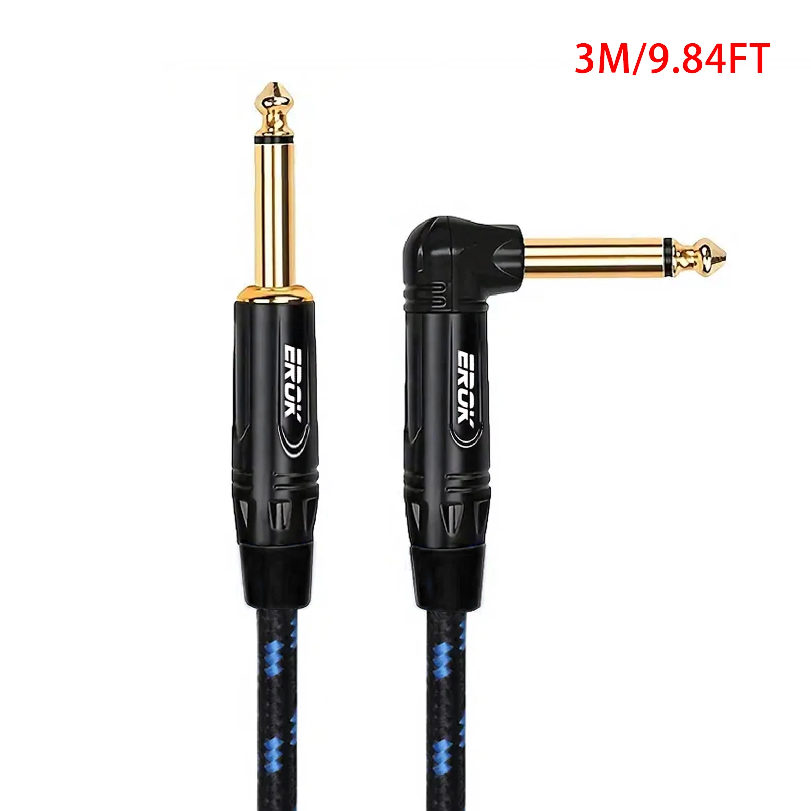 Guitar Cable 1/4 Inch Straight to Right Angle Professional Electric
