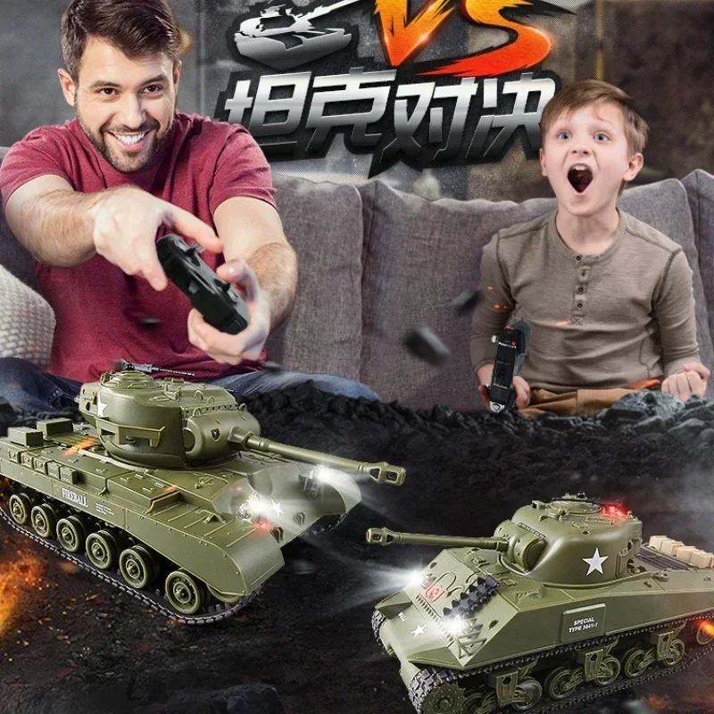 Rc Henglong Large Remote Control Tank M4a3 Sherman Multi Functional Battle Simulation Tank Toy Model New Year Gift For Child 4