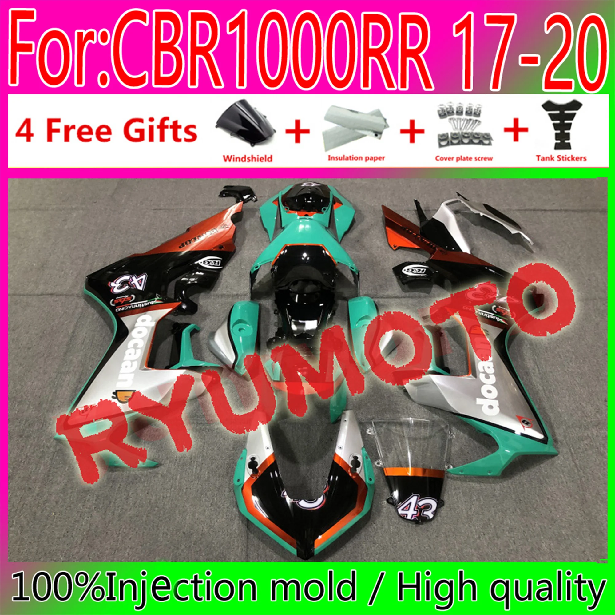 

ABS Motorcycle Fairings Kit Fit For Honda CBR1000RR 2017 2018 2019 2020 CBR1000 RR 17 18 19 20 Bodywork Fairing