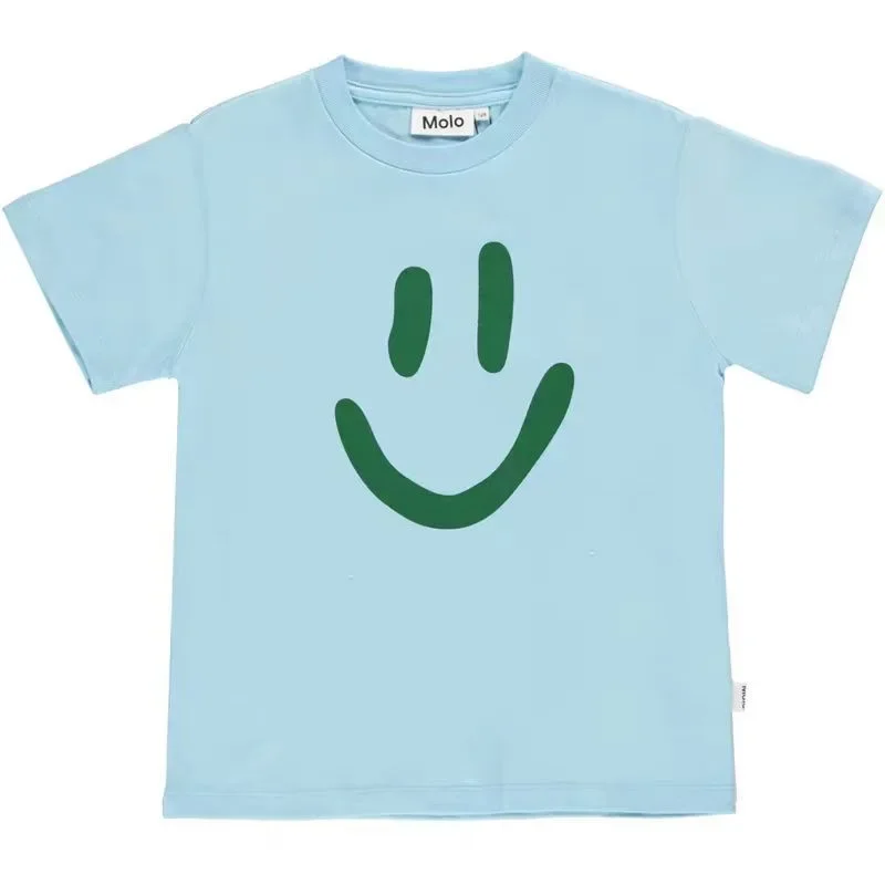 Boys Clothes Molo Brand New Summer Sale Cartoon Kids T-shirts Short Sleeve Cute Tops Cotton Toddler Girls Tee Children Outwear 4