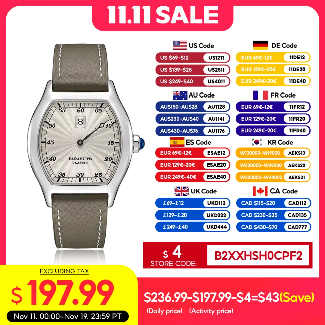 FARASUTE レトロ高級メンズ自動腕時計ジャンプアワー腕時計カモメ