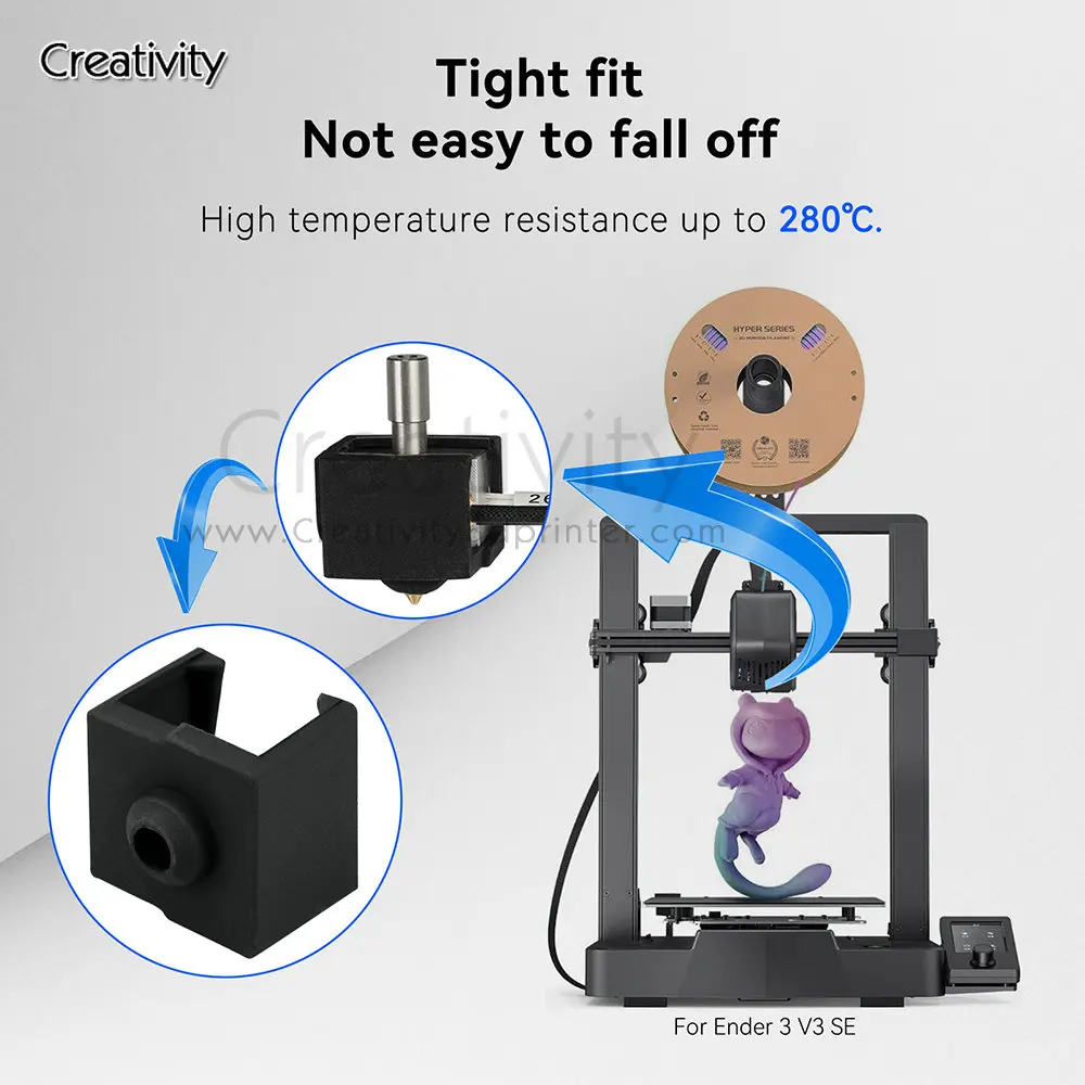 Enhanced 3D Printer Extruder Silicone Sock for Heat Block Protection