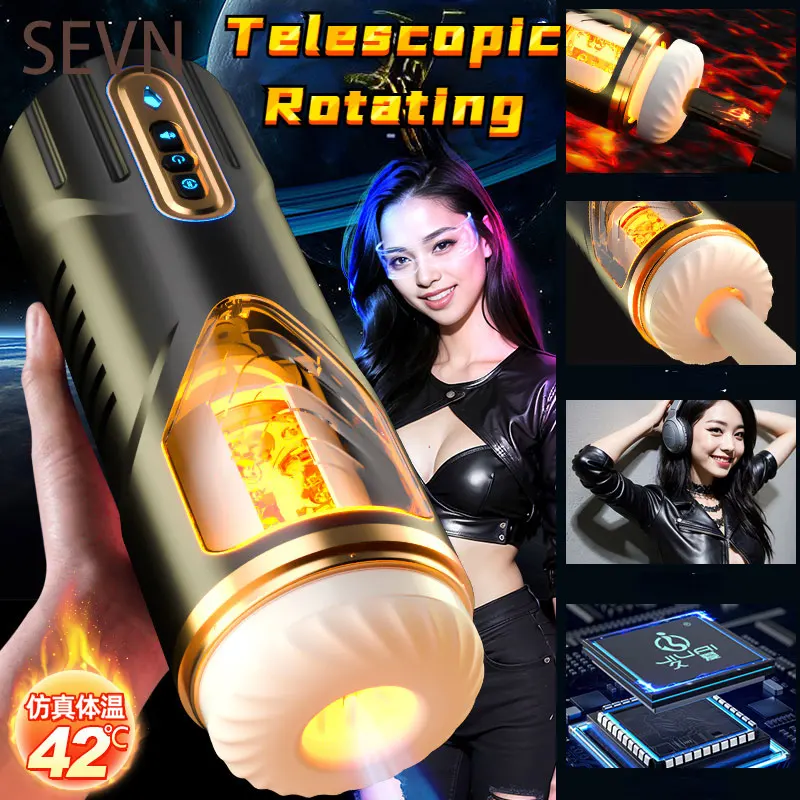 AutomatischemnnlicheMasturbatorTasseHeizungTeleskopRotation