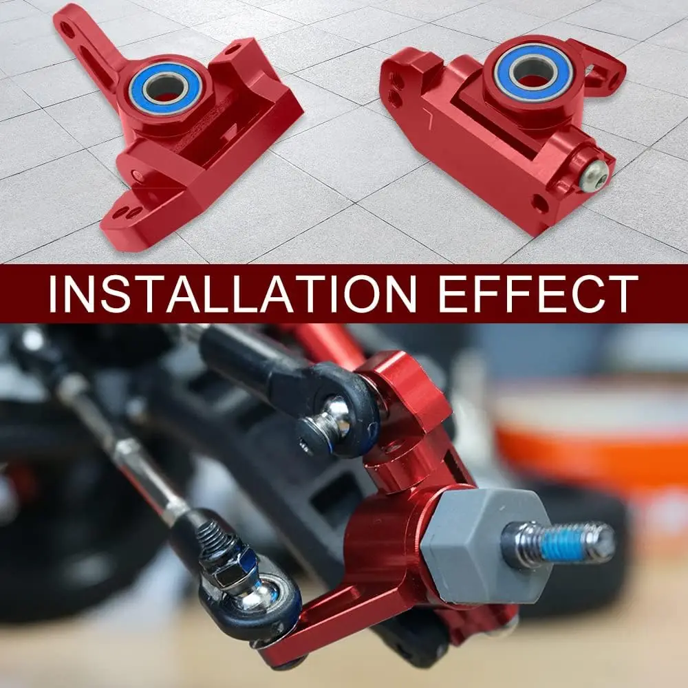 Pièces du kit d'articulation de direction avant pour Traxxas 1/10 2WD disposées à plat, avec notice d'installation.