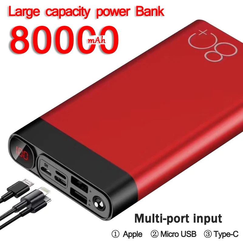 top power bank 80000mAh Power Bank Large Capacity Charger Portable External Battery Fast Chargging Phone Charger for iPhone13 Xiaomi Samsung type c power bank