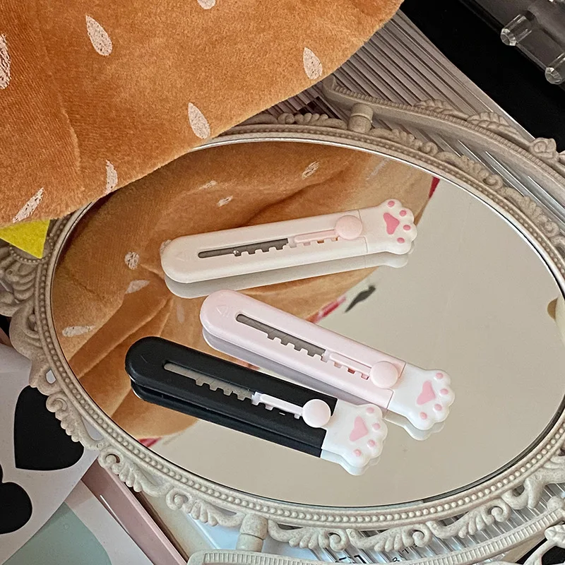 1pc Cute Mini Art Utility Knife Cartoon Cat Paw Cloud Flower Shape Cutter Express Box Paper Envelope Opener Blade Stationery