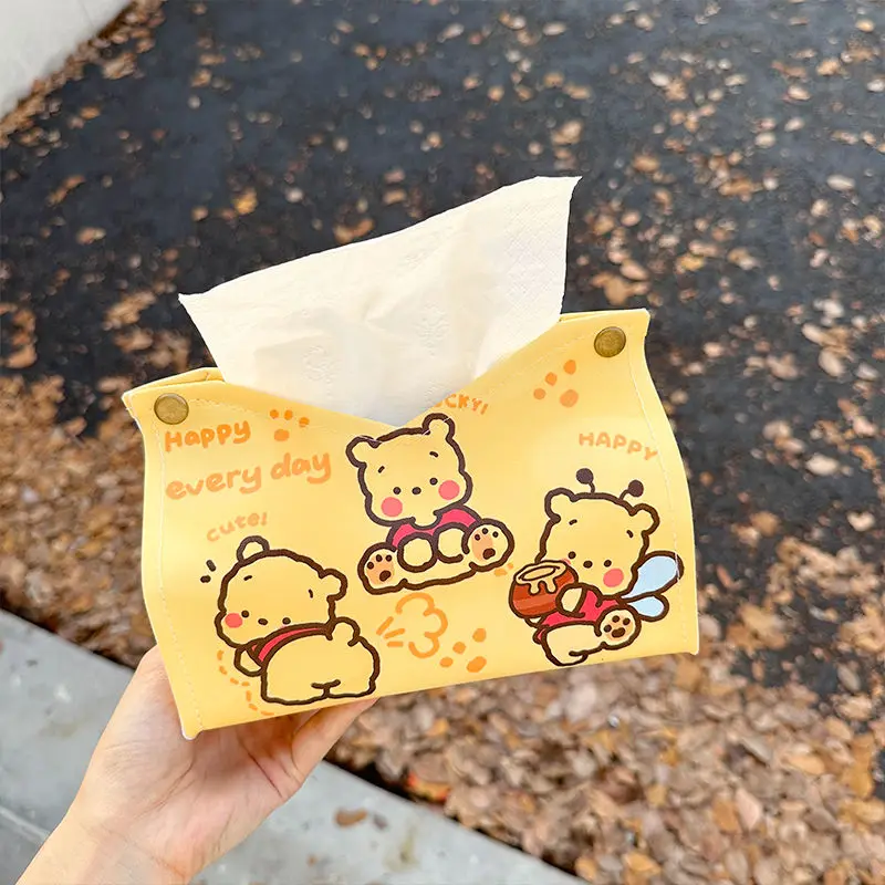 

Disney Winnie Tissue Box Cute Cartoon Living Room Bedroom Paper Box Car Tissue Box Napkin Household Storage Holder Case