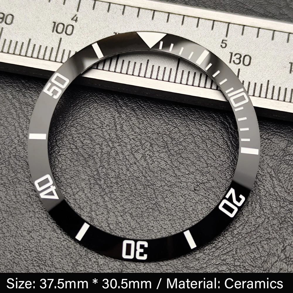 Sleek Black 37.5mm Bezel Insert for Watch Cases – Ceramic/Aluminum Finish
