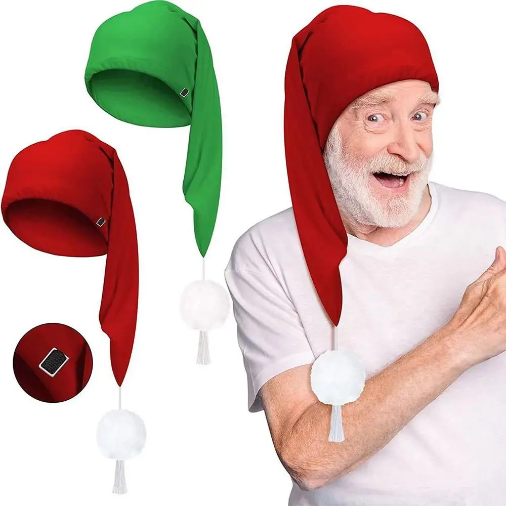 Birthday Party Gift Elastic Night Sleeping Caps with Pom Ball Adjustable Sleepwear Hat Stocking Santa Cap Women Men