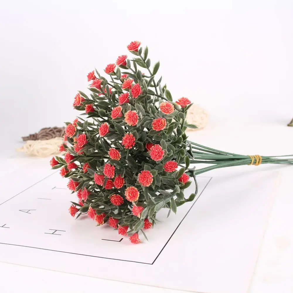 Fleurs artificielles - bouquet funéraire rose avec vase D.28 H.46cm