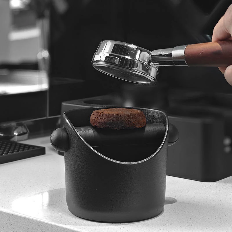 Shock-Absorbent Coffee Knock Box Anti-slip Espresso Dump Bin For Coffee Grounds With Removable Knock Bar Coffee Grind Waste Bin