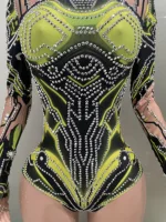 Women Sexy Sparkly Stretch Bodysuit Nightclub Bar Dj Gogo Dancers Group Jumpsuit Pole Dance Clothing Cosplay Stage Costumes - Image 6