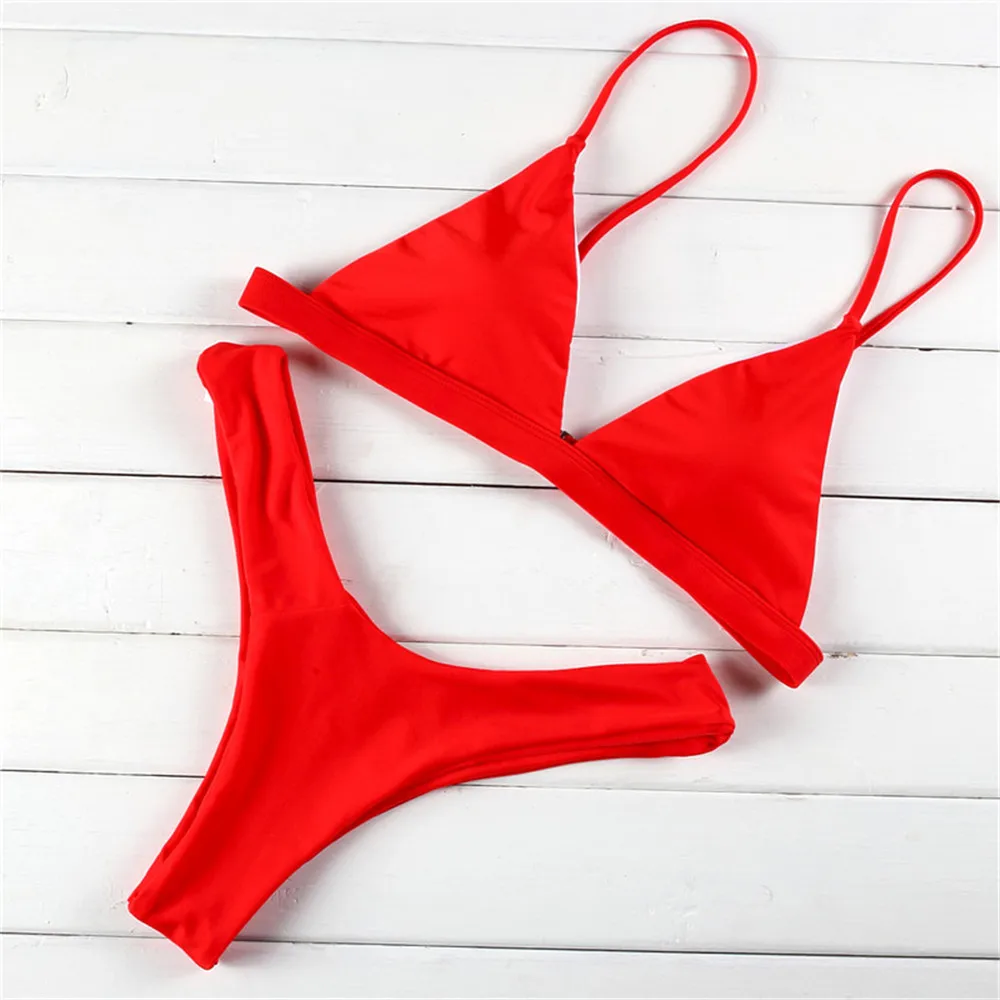2024 New Sexy V-Neck Ribbed Bikini High Waist Swimsuit Women Solid Push Up Swimwear Female Bathing Suit Bikini Set Beachwear