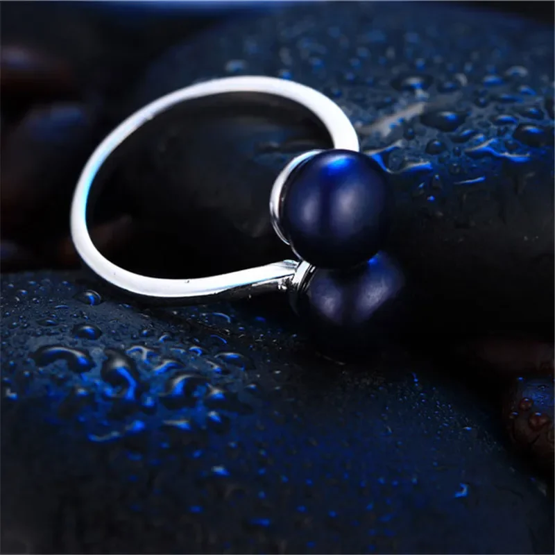 Dainashi 100% Genuine Freshwater Cultured Pearl Ring Fashion Design 925 Sterling Silver Simple Open Adjustable Ring for Women silver rings silver ring