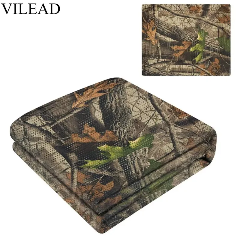 Vilead 조용한 그물 카모 메쉬 사냥 위장 커버, 야외 조류 사진 오리 블라인드 정원 장식 75D 천