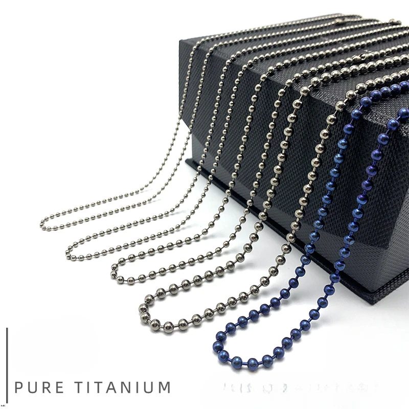 

New Pure Titanium Bead Chain Width 2.0/2.4/3.0/4.0mm Lightweight Anti Allergic Length 650mm Easy To Match Necklace Unisex