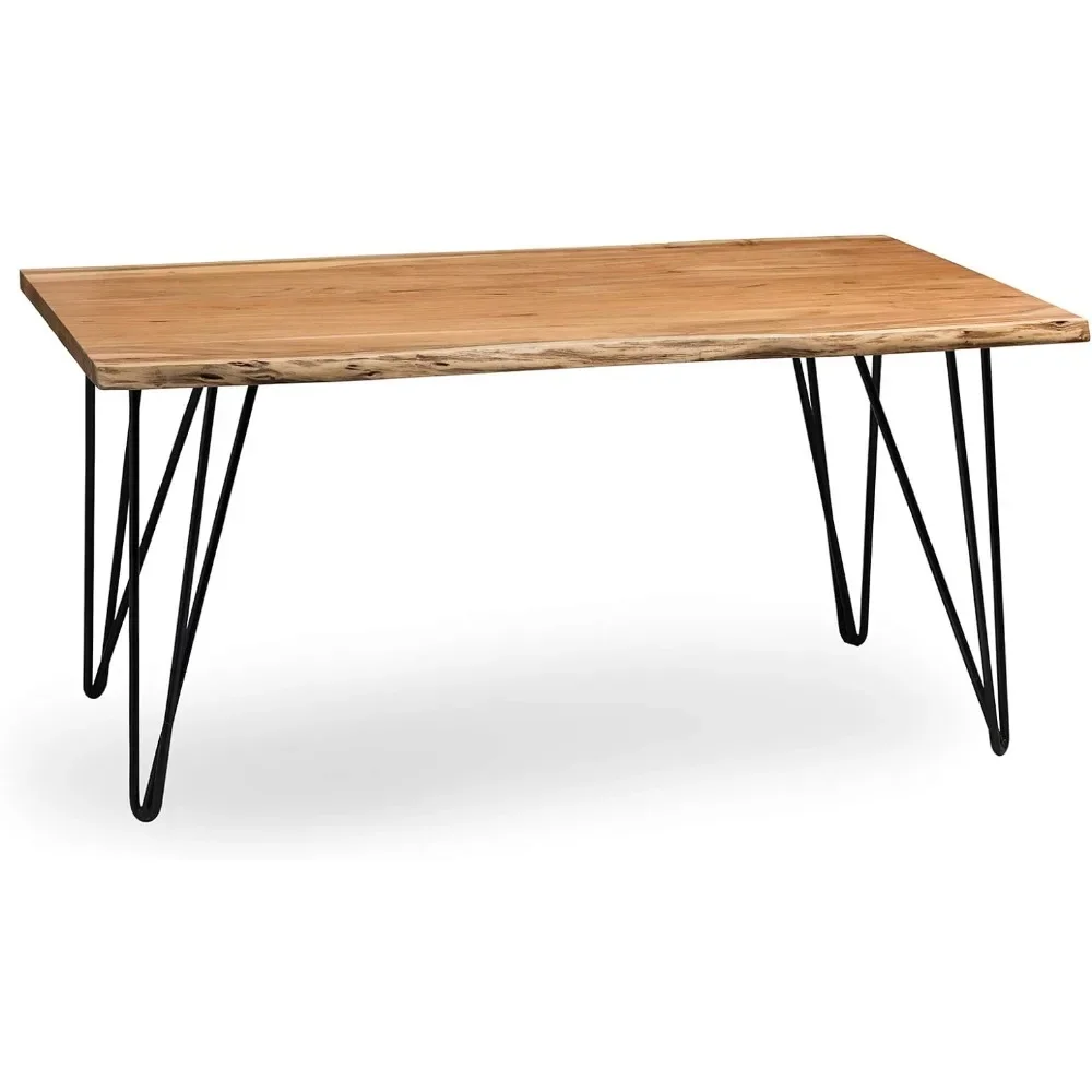 

Шпилька для волос из натурального дерева с металлическим кофейным столиком 42 дюйма, боковой столик с прямым краем для гостиной 42 дюйма, Бесплатная мебель для дома