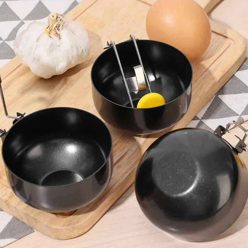 1/3PCS Mini Stainless Steel Egg Poacher Foldable Ear Hanging Egg Boiling Heating Mold Bowl Nonstick Boiler Kitchen Cooking Tools egg cooker egg boiler mold cup egg poacher silicone egg poacher