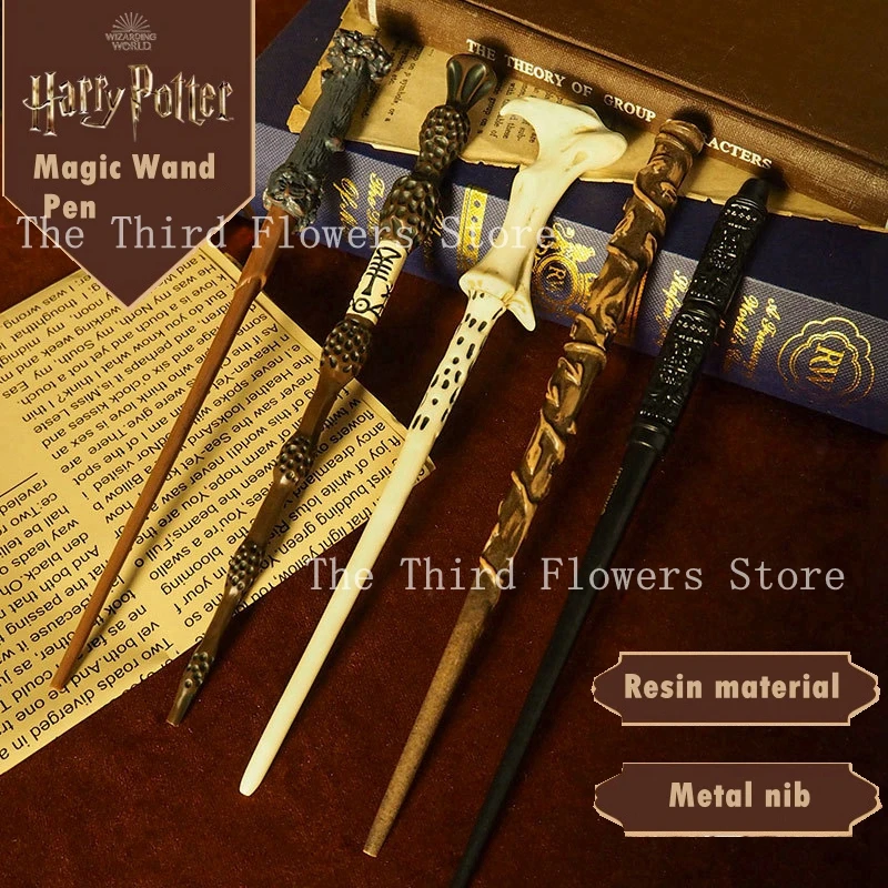 2024 New Harri Resin Magic Wand Pen Model Toy Potter Hermione Voldemort Dumbledore Pens Cosplay Birthday Party Toy For Study