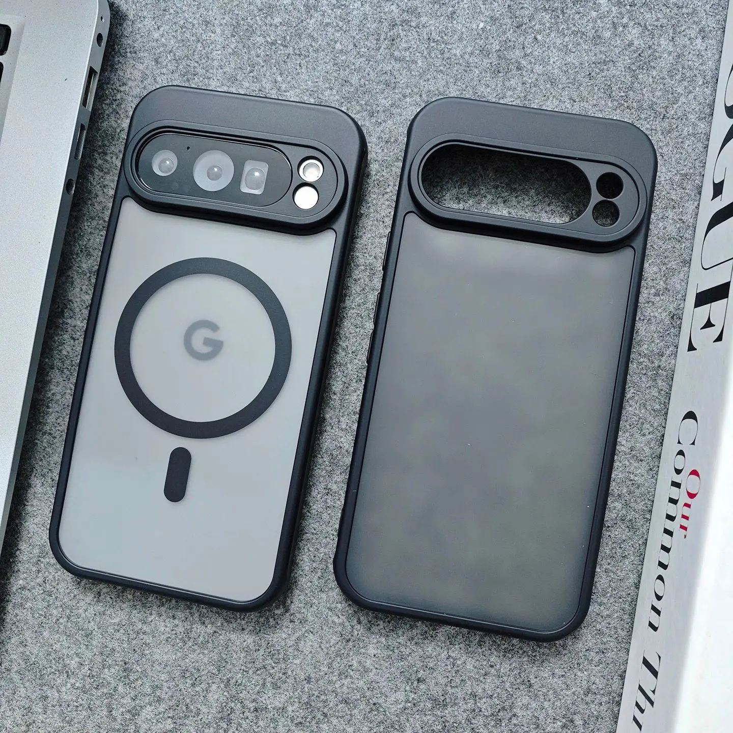 Luxury Matte Shockproof Magnetic Case with Clear Cover and Wireless Charging Compatibility