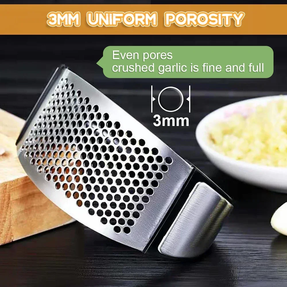 Description Picture 5 of itemStainless Steel Garlic Press Crusher Manual Garlic Chopper Garlic Chopping Tools Fruits and Vegetables Kitchen Gadget