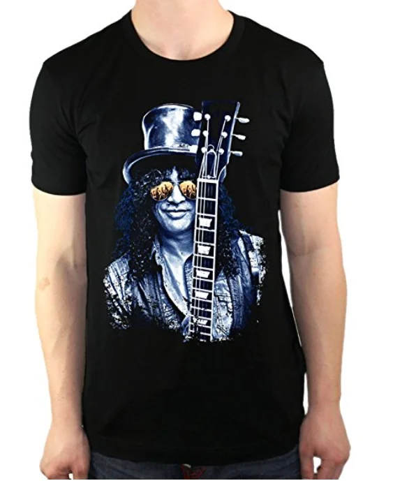Slash Guns N Roses Gibson Les Paul Gnr Music Band T-Shirt Da Uomo